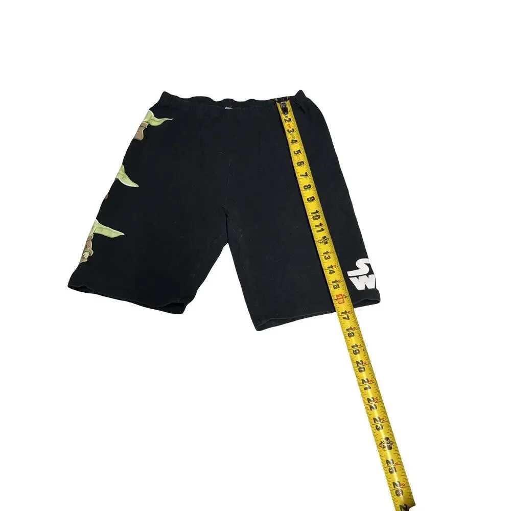 Star Wars Yoda Kids Large Bike Shorts Black Stretch Cotton Graphic Lucasfilm L